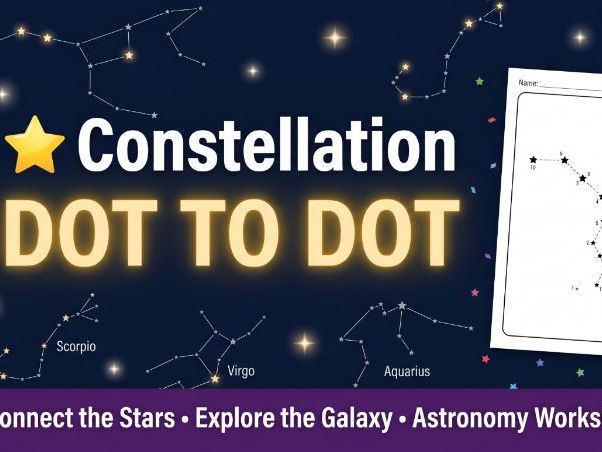 Connect-the-Stars dot-to-dot worksheets for multiple constellations