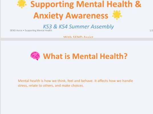 PSHCE Mental Health Summer Assembly for high school