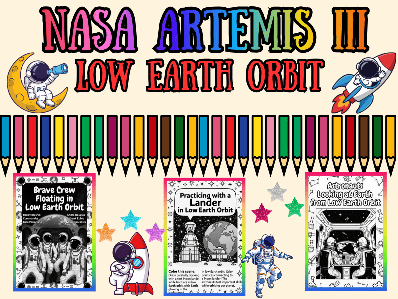 NASA Artemis III Low Earth Orbit Coloring Pages for Kids | STEM Activity Pack