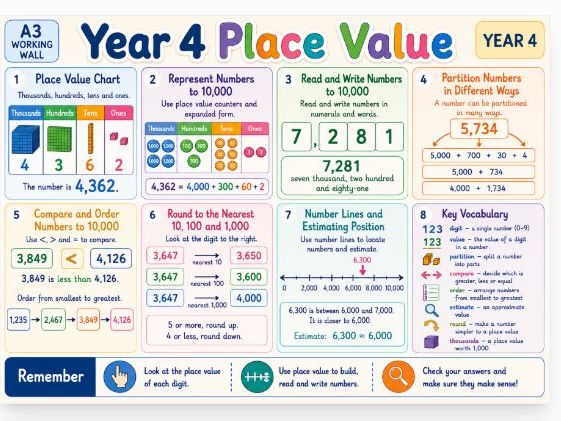 FREE Year 4 Place Value Working Wall