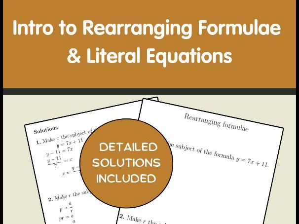 Intro to Rearranging Formulae & Literal Equations