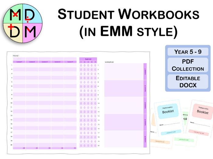 Student Workbooks (in Elementary Math Mastery style)
