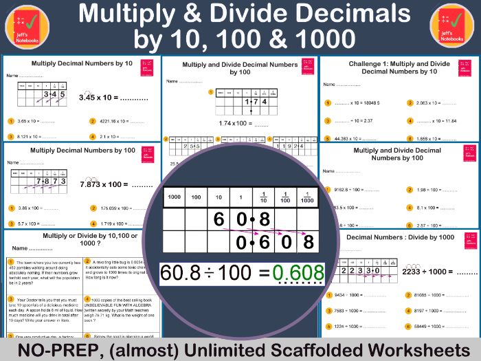 Multiply & Divide Decimals by 10, 100 & 1000 - Year 6