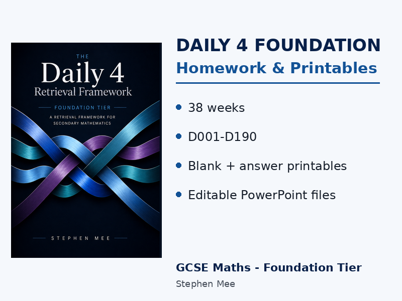 Daily 4 Foundation: 38-Week Maths Homework