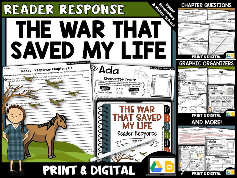 The War That Saved My Life | Reader Response Questions & Graphic Organizers