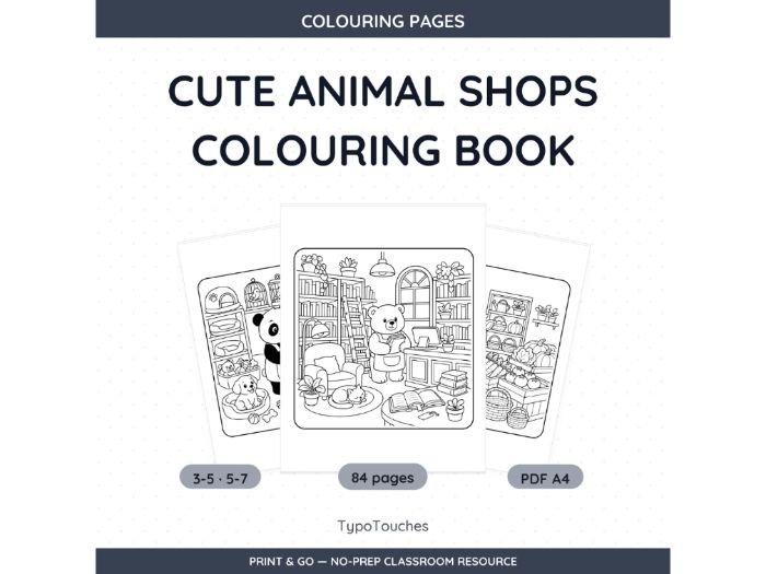 Cute Animal Shops Colouring Book | 84 pp