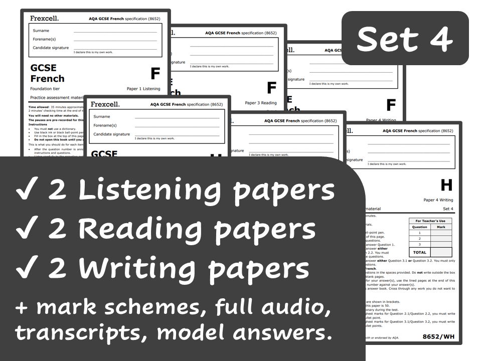 AQA GCSE French (2026) – Foundation & Higher Practice Paper Bundle (Set 4)