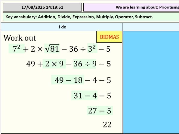 BIDMAS - Prioritising Indices and Roots - Full Lesson
