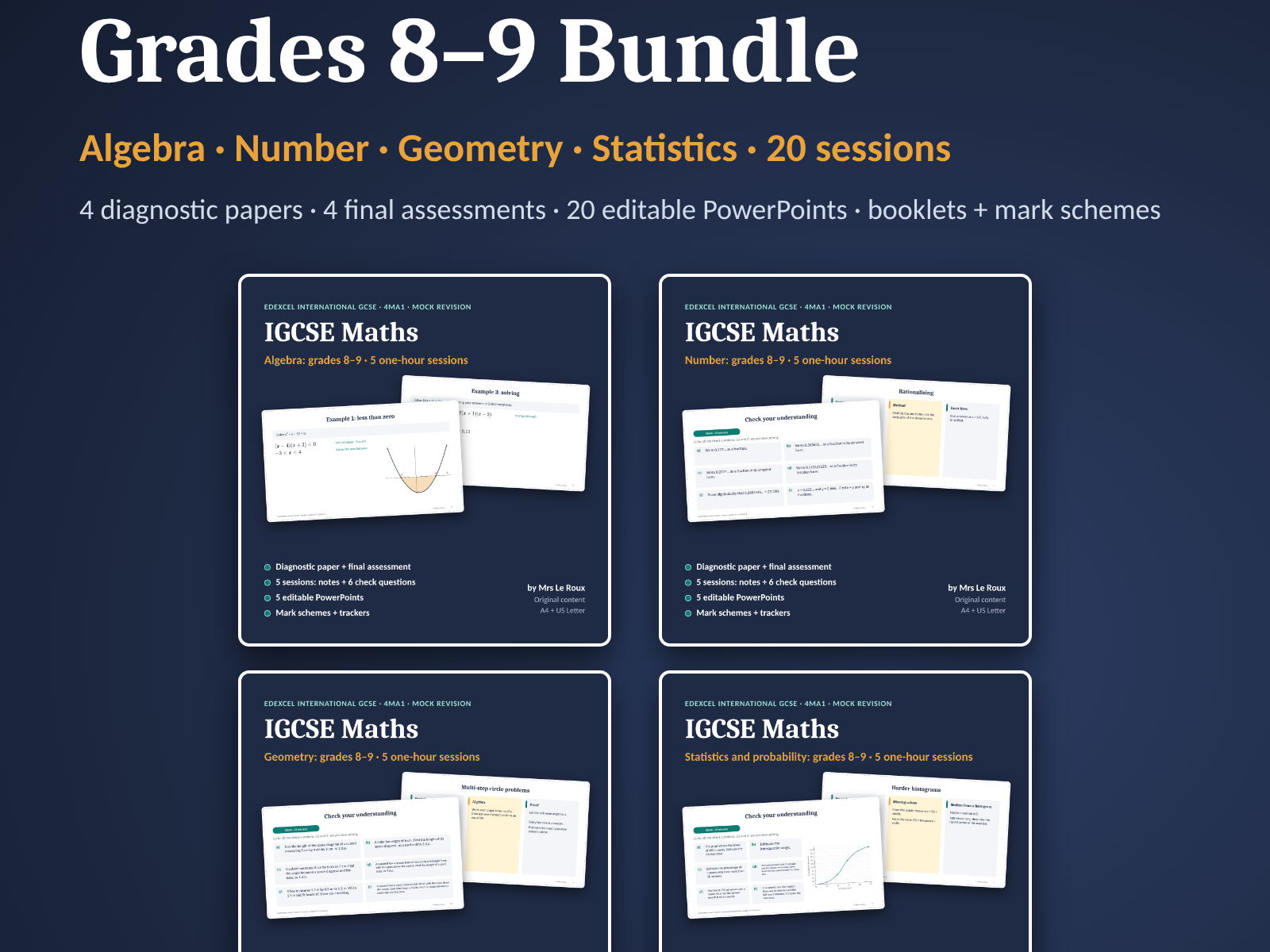 IGCSE mock revision grades 8–9, all topics (Edexcel 4MA1)