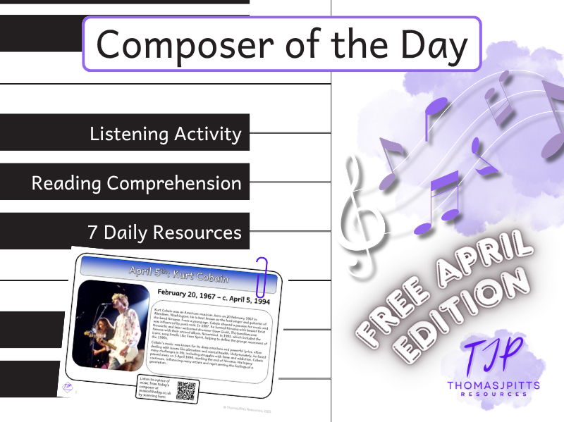 FREE KS2 Music Reading Comprehension: 7 Composer Activities with Listening (Ages 8–14)