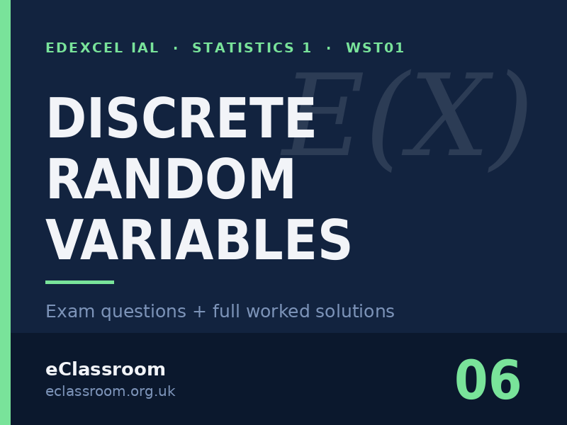 IAL Statistics 1 Discrete Random Variables exam questions
