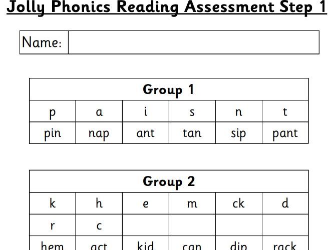 Jolly Phonics Step 1 assessments
