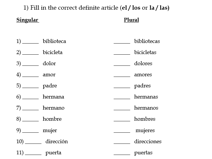 Articles in Spanish | Artículos Definidos e Indefinidos (el,la,un,una,los,las)
