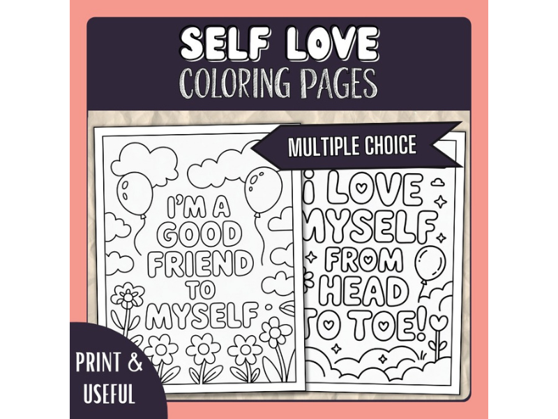 Self-Love Affirmation Coloring Sheets | Motivational and Positive Quotes
