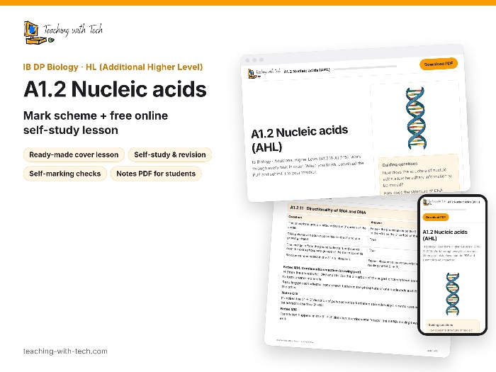 A1.2 Nucleic Acids (IB DP Biology AHL) – Mark scheme + free online self-study lesson