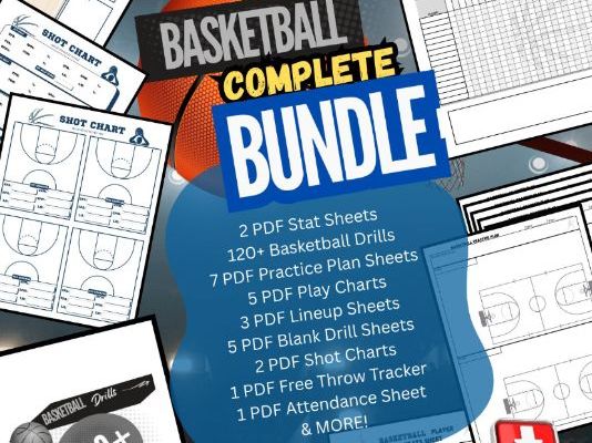 Basketball COMPLETE Coaching Bundle | 120+ Drills, Practice Plans, Play Charts, Lineups & Tracking