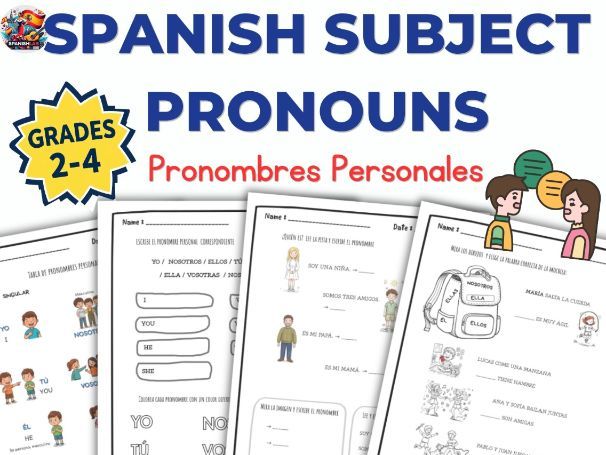 Spanish Subject Pronouns | Pronombres Personales | Grades 2-4, Spanish Grammar A1