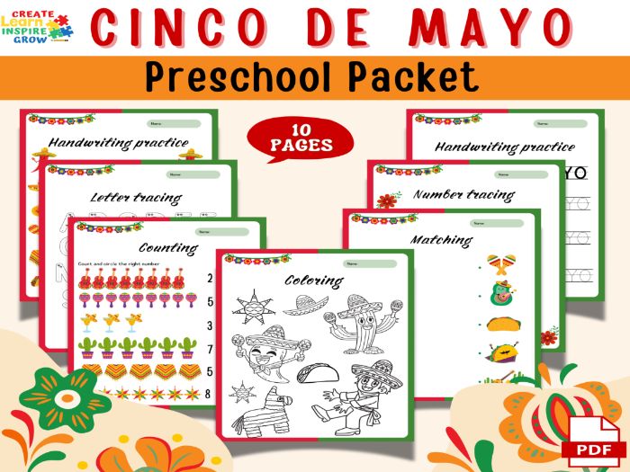 Cinco de mayo Preschool Packet Montessori Toddler Activity morning work may
