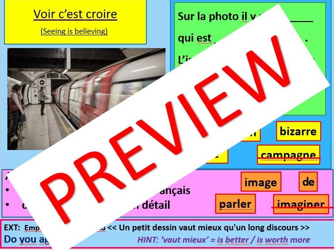 GCSE French Reading Images Photo/Picture Card Discussion Speaking (Differentiated)