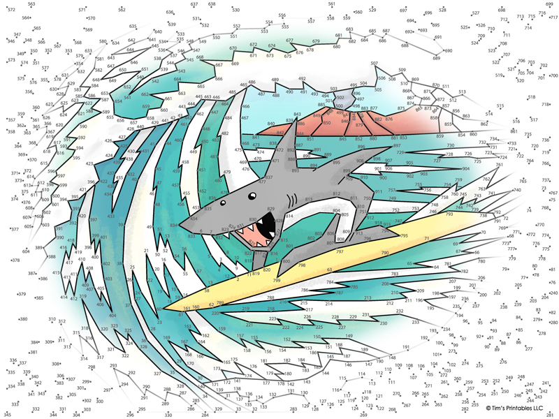 Surfing Shark Extreme Connect the Dots PDF