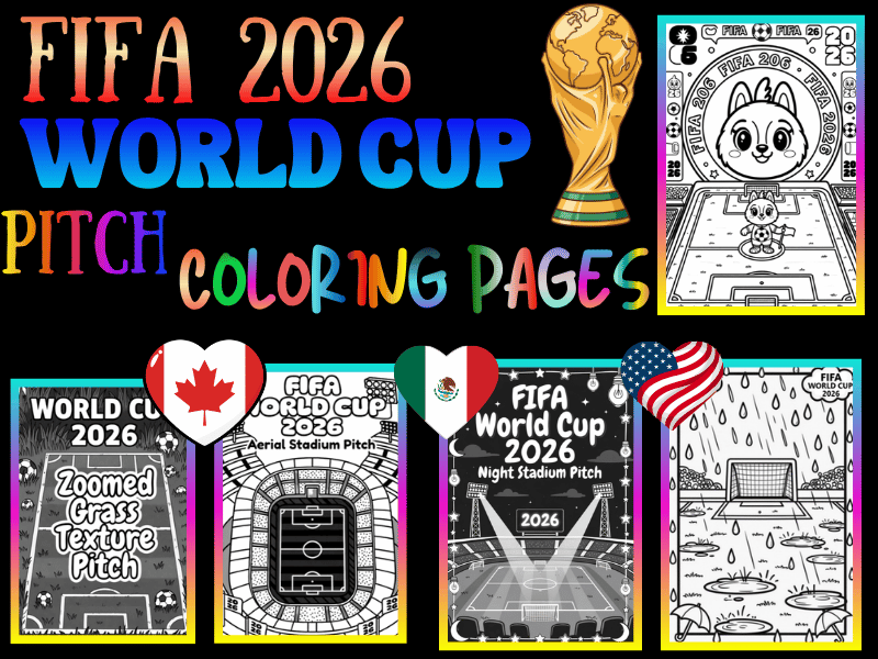FIFA World Cup 2026 Soccer Pitch Coloring Pages for Kids | NO PREP Printable