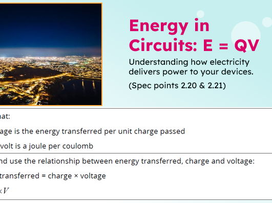 IGCSE Physics: Energy in Circuits - E = QV | Edexcel Modular | Unit 2 | L8