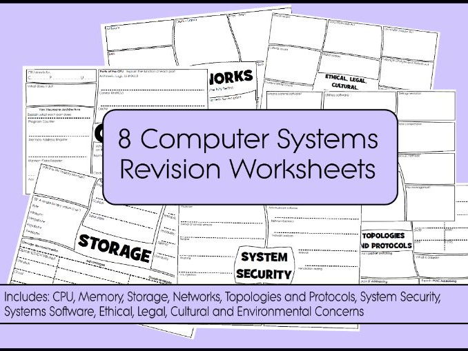 computer systems revision worksheets teaching resources