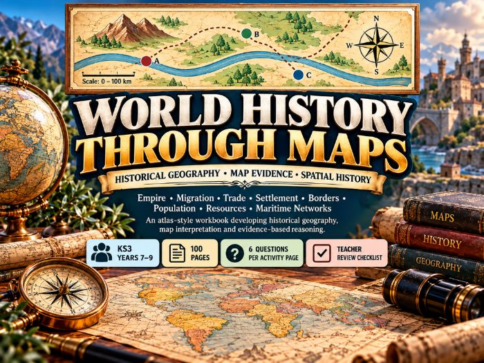 KS3 World History Through Maps | Historical Geography & Map Skills | 100 Pages