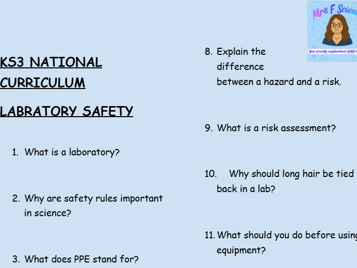 KS3 Chemistry: Laboratory Skills and Safety – 30 Question Retrieval Worksheet