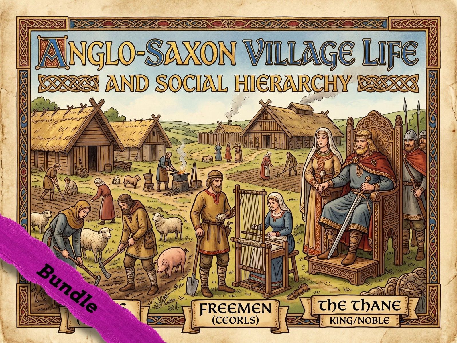 Anglo-Saxon Village Life & Social Hierarchy Lesson Bundle | KS2 / Upper Elementary