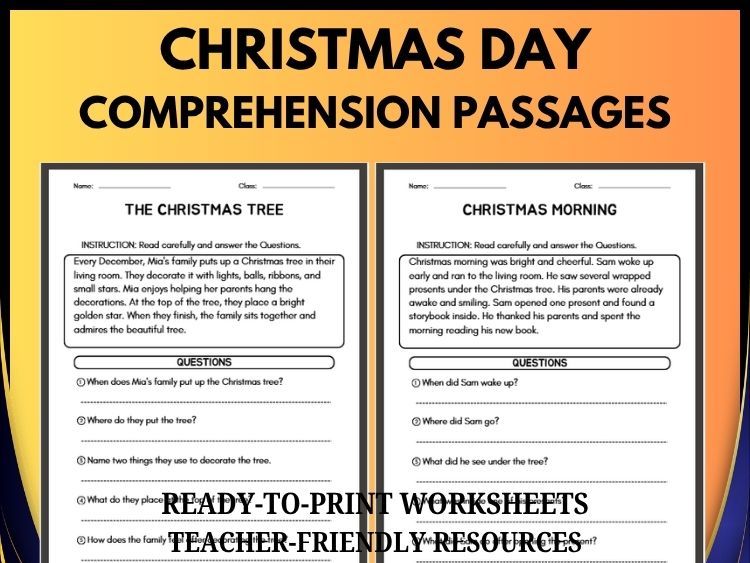 Christmas Reading Comprehension: 20 Passages with Questions & Answers