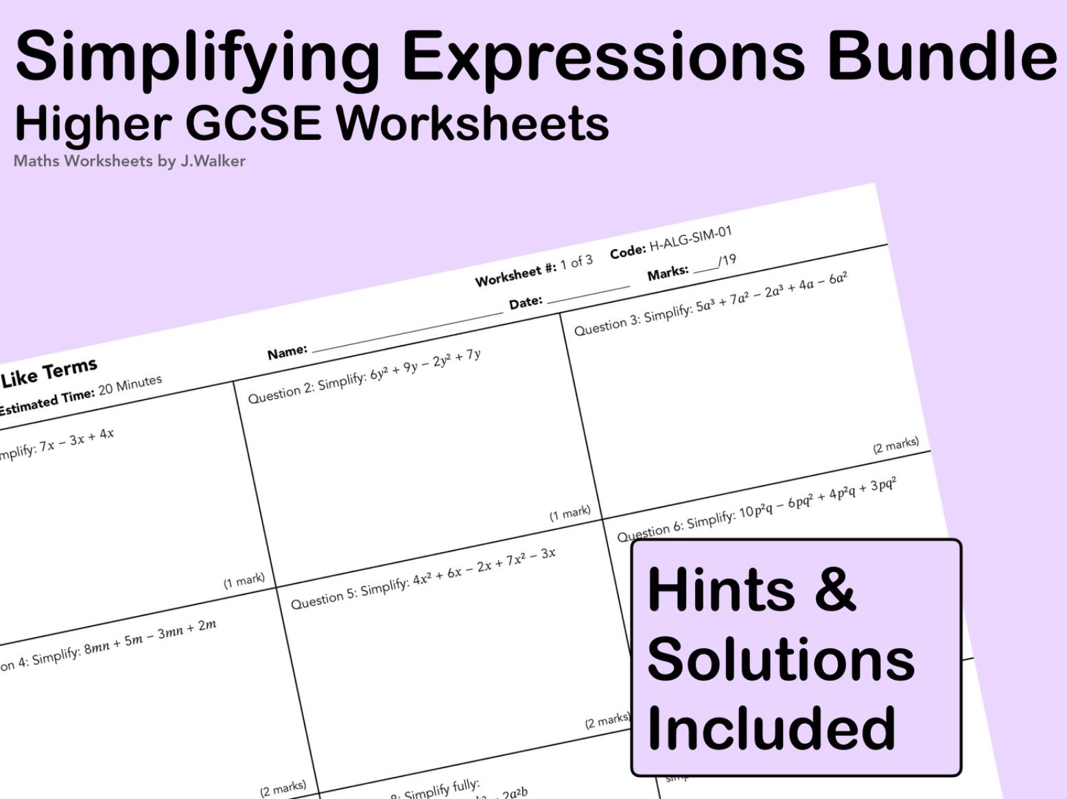 GCSE Maths: Simplifying Expressions Bundle - Higher Tier