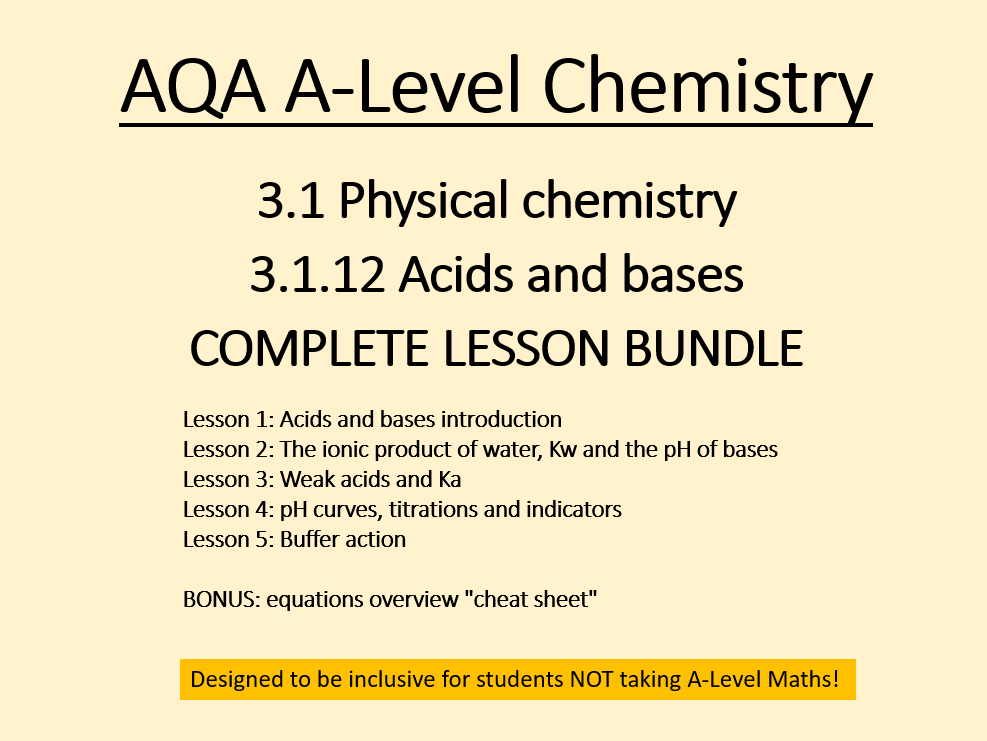 AQA A-Level Chemistry Acids and Bases COMPLETE lesson bundle