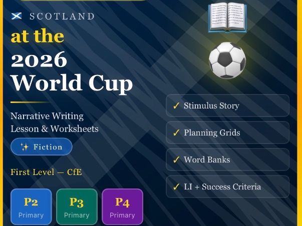 Scotland at the 2026 World Cup | Narrative Writing Lessons | CfE First Level | P2, P3 & P4