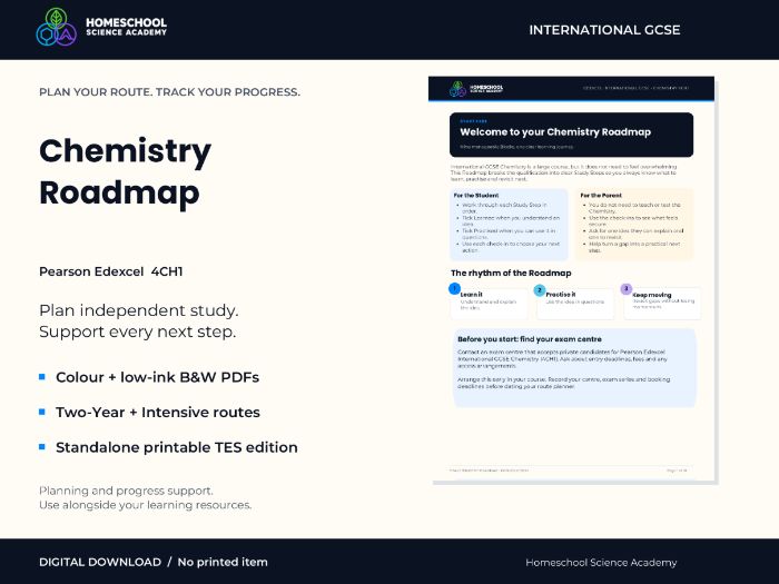 Edexcel International GCSE Chemistry Roadmap: Study Planner