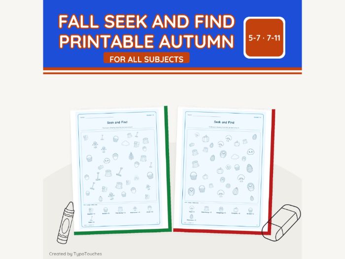 Fall Seek and Find Printable Autumn | 24 pp