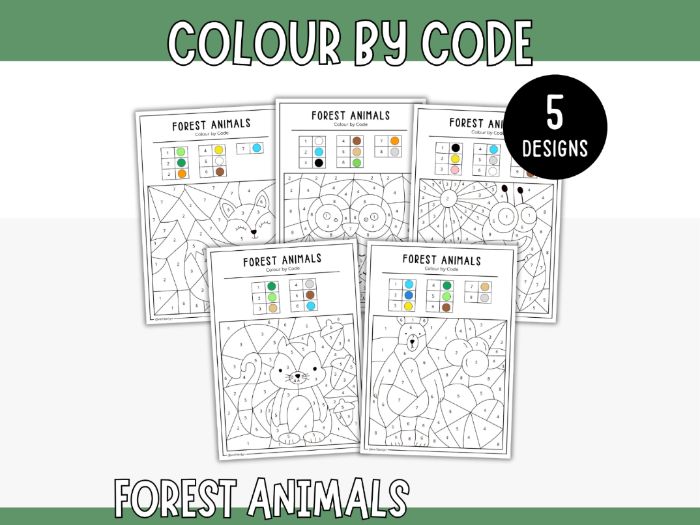 Forest Animals Color by Code – Printable Coloring Activity for Kids