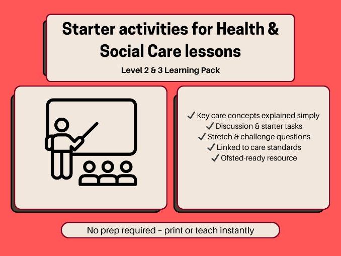 Health & Social Care Starter Activities | Safeguarding, Values of Care, Mental Capacity | Level 2 &