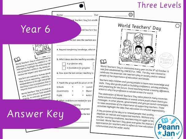 Year 6 Reading Comprehension - World teachers' Day