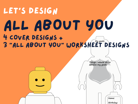 All about me - Lego minifigure bulletin board design and worksheets