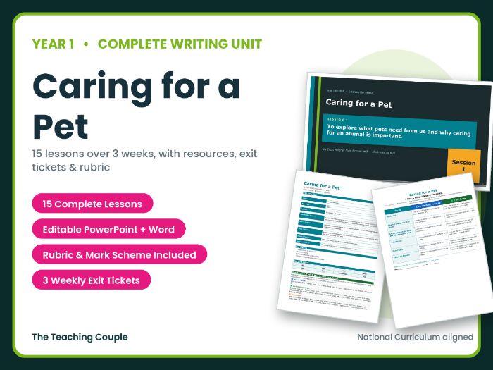 Caring for a Pet | Year 1 English Unit | 15 Complete Lessons + Resources + Mark Scheme