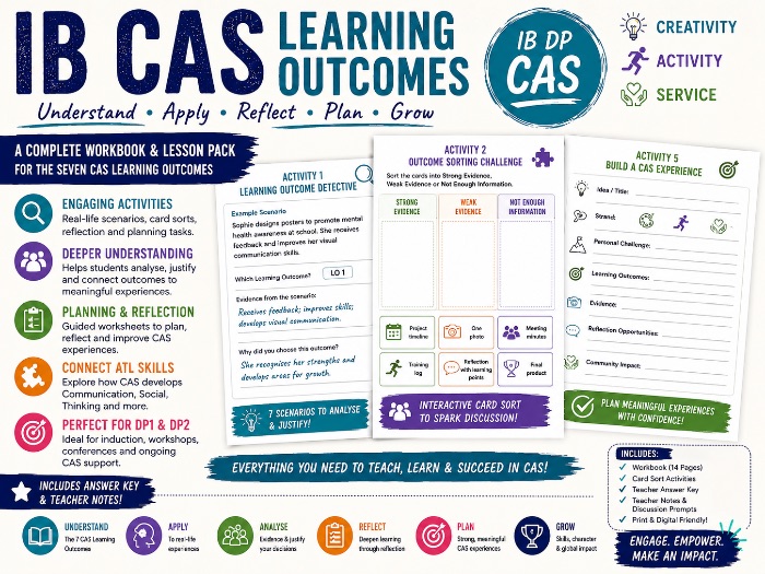 Understanding the IB CAS Learning Outcomes : Workbook, Lesson Pack & Card Sort Activities