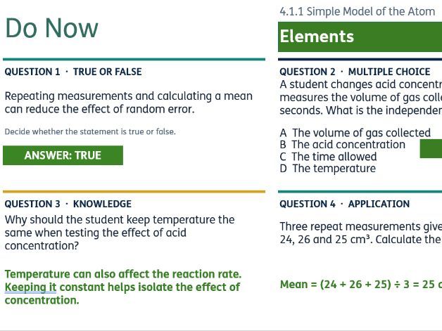 Chemistry GCSE AQA (8462) Do now questions and answers (pptx)