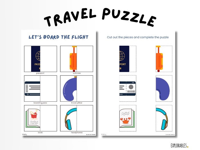Travel Puzzle Activity For Kids, Summer Activity For Kids, Kids Travel Activity, Inflight Kids, Plan