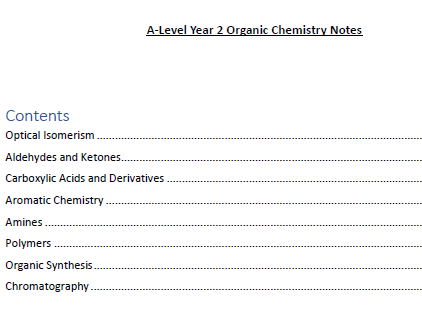 AQA A-Level Chemistry - Year 2 Organic Chemistry Revision Notes
