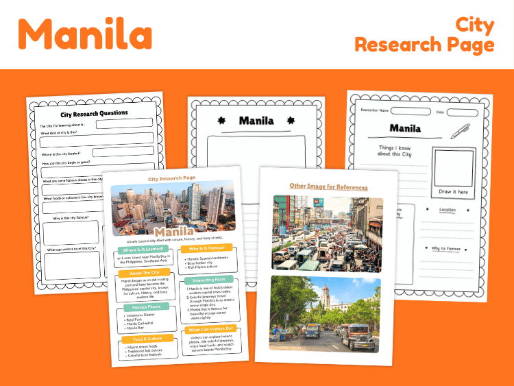 Manila City Research Project | Philippines Geography Worksheets