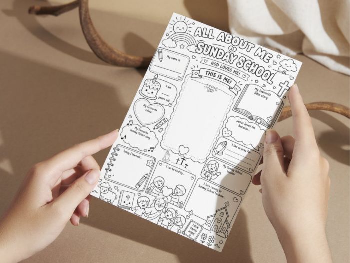 All About Me at Sunday School | Christian Preschool Activity | Printable Coloring Worksheet