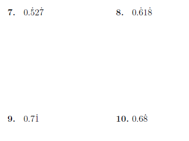 Recurring decimals to fractions worksheet no 3 (with solutions)