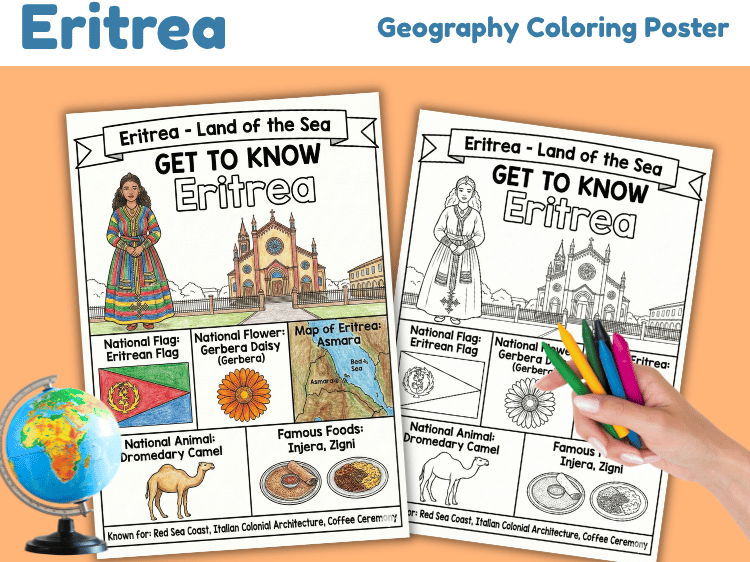 Eritrea Geography Coloring Poster | Country Facts for Kids