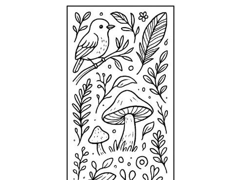 Nature Themed Bookmark colouring template